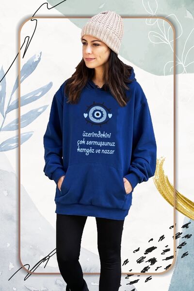 Hediyenza Hanorac gros unisex cu glugă, cu model ochi și ochi rău