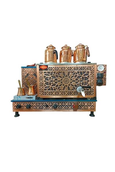 Tiryaki Ottoman Lpg Elk - Copper Tea Boiler with 3 Teapot, Fully Automatic and Video