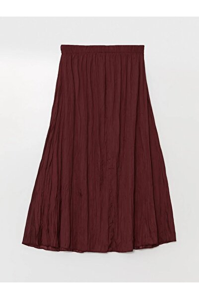 LC Waikiki LCW Modest Bordo Beli Lastikli Kadın Etek