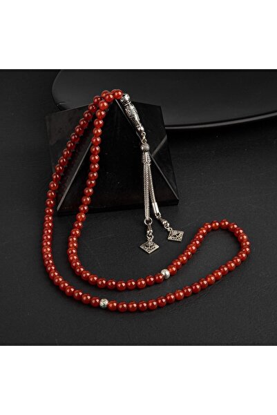 OSMANLI DOĞAL TAŞ Kırmızı Akik Doğal Taş Tesbih 99luk 6mm