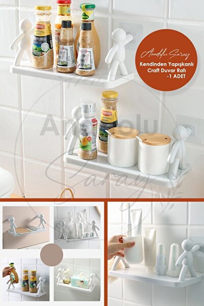 Anadolu Saray 2 ADET Kendinden Yapışkanlı Craft Banyo Rafı Tarz Baharatlık Rafı Organizer Düzenleyici - 2 Adet