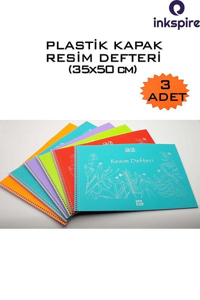 inkspire Caiet de imagini cu spirală de 35x50 cm - 25 coli, 3 coperți PP, cu semne de rupere cu inele