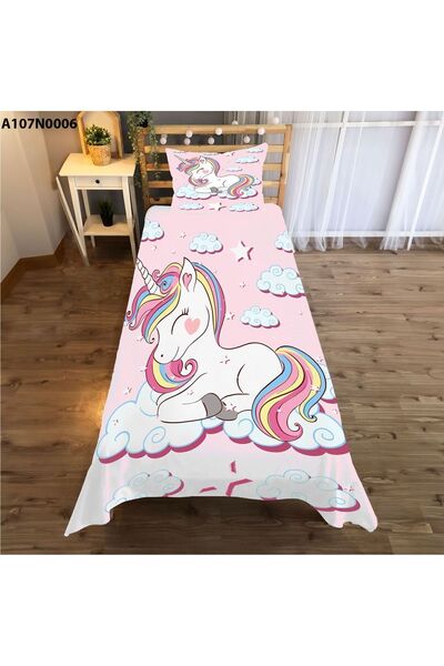 A2ZTR Unicorn Desen Çocuk Ve Bebek Odası (PERDE,YATAK ÖRTÜSÜ,HALI,TABLO,YASTIK VE KIRLEN KILIFI)