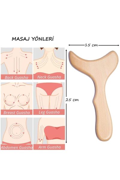 3 Selülit Giderici Ahşap Masaj Aleti Ve Akapunktur El Yapımı Lenf Drenaj % 100 Doğal