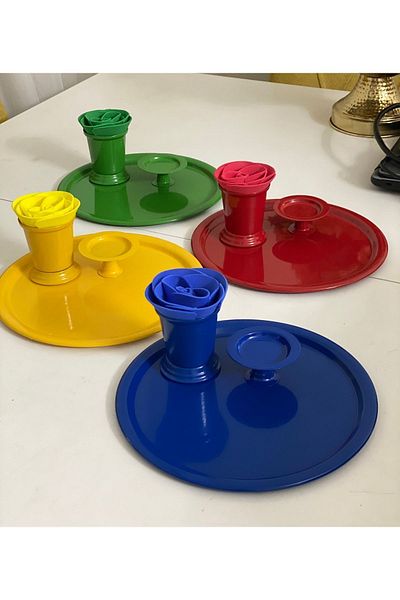 Elzem 4 COLOR TRAY ROSE BUCKET AND PASTA GREEN RED YELLOW BLUE