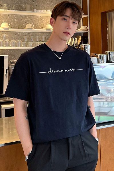 uyguntarz Übergroßes T-Shirt mit „Dreamer“-Print für Herren