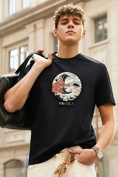 uyguntarz Unisex-T-Shirt mit Kanagawa Oki Nami Ura-Aufdruck