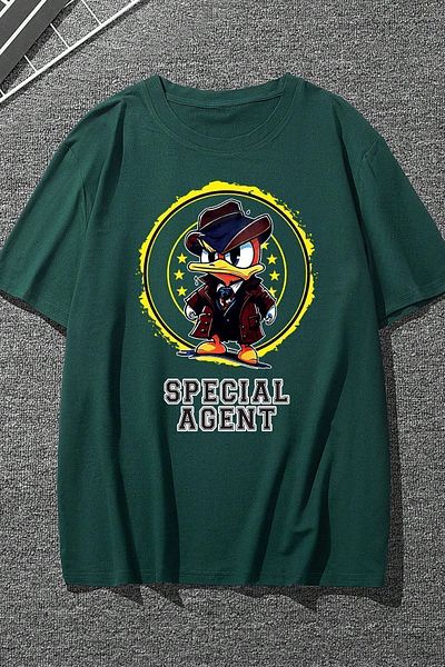 uyguntarz Unisex Special Agent Printed T-Shirt - Oversize Cut