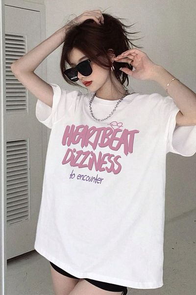 uyguntarz Übergroßes Unisex-T-Shirt mit Herzschlag-Aufdruck
