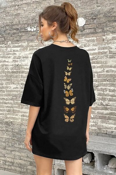 uyguntarz Koszulka unisex z nadrukiem Back King Butterfly