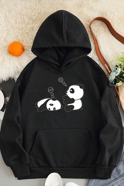 uyguntarz Унисекс голям суичър с щампа Panda