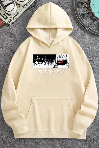 uyguntarz Unisex φούτερ με στάμπα Ken Kaneki με κουκούλα