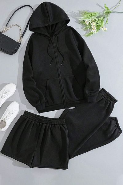 uyguntarz Unisex Σετ Φούτερ 3 τεμαχίων Sweat Short
