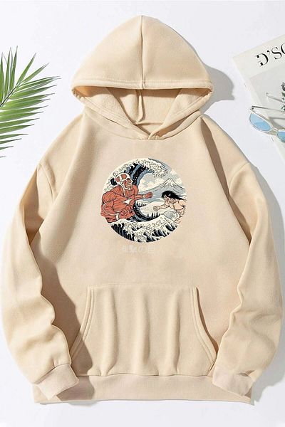 uyguntarz Unisex φούτερ με στάμπα Kanagawa Oki Nami Ura