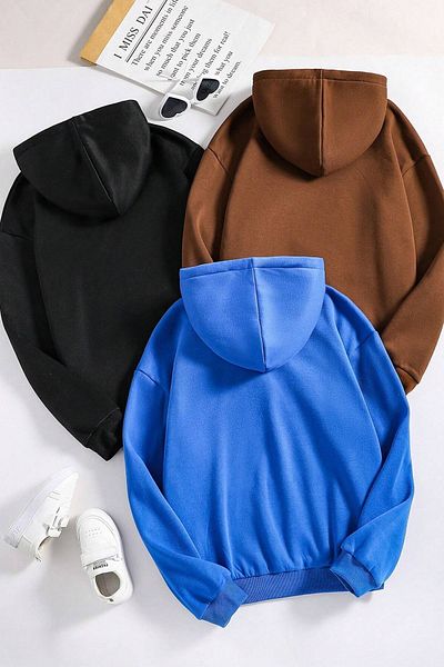 uyguntarz Unisex obyčejná 3' nepotištěná oversize mikina s kapucí