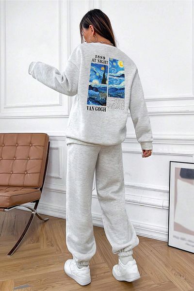 uyguntarz Van Gogh Unisex Trainingsanzug-Set – Rückseite bedruckt