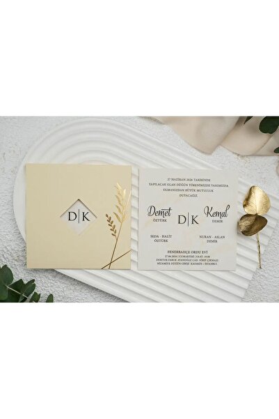 ERDEM DAVETİYE Düğün, Nişan, Nikah Davetiyesi (100 Adet) 9313
