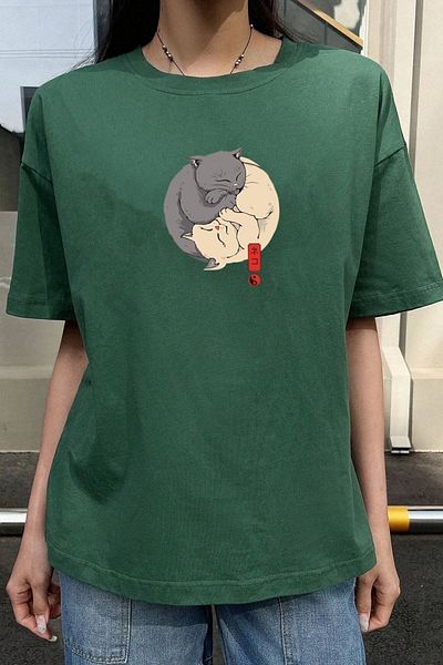 uyguntarz Unisex-T-Shirt mit Katzen-Aufdruck