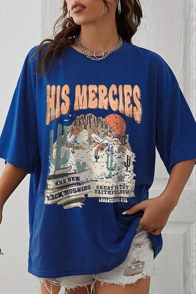 uyguntarz Μπλουζάκι Unisex His Mercies Printed Oversize