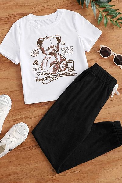 uyguntarz Kids Bear Bottom - Top Σετ αθλητικής φόρμας