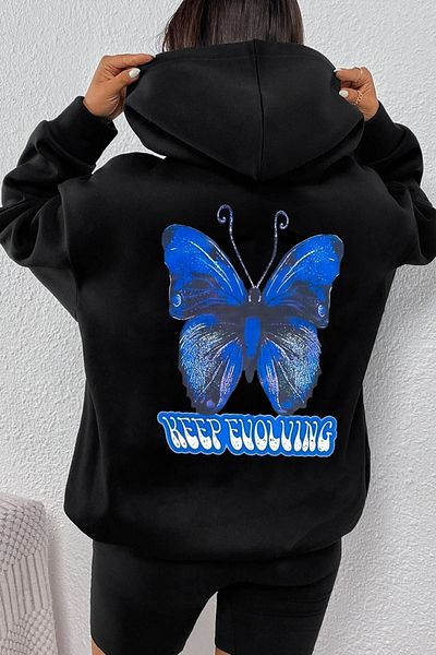 uyguntarz Unisex φούτερ με στάμπα με πεταλούδα