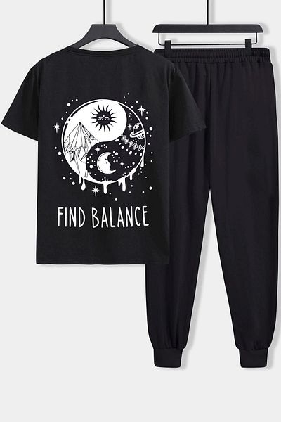 uyguntarz Σετ γυμναστικής 2 τεμαχίων Unisex Yin & Yang Printed