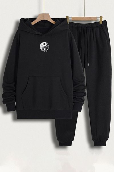 uyguntarz Unisex-Trainingsanzug-Set mit Yin- und Yang-Aufdruck