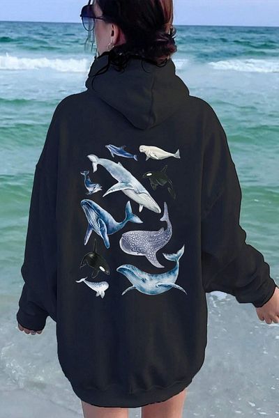 uyguntarz Голям суичър с щампа Whales