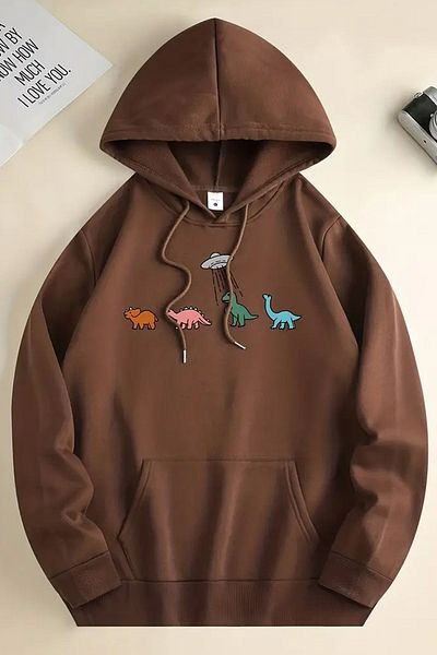 uyguntarz Dinosaurier-bedrucktes Space-Oversize-Sweatshirt
