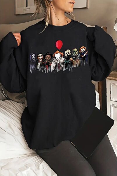 uyguntarz Unisex oversize mikina - potištěné hororové postavy