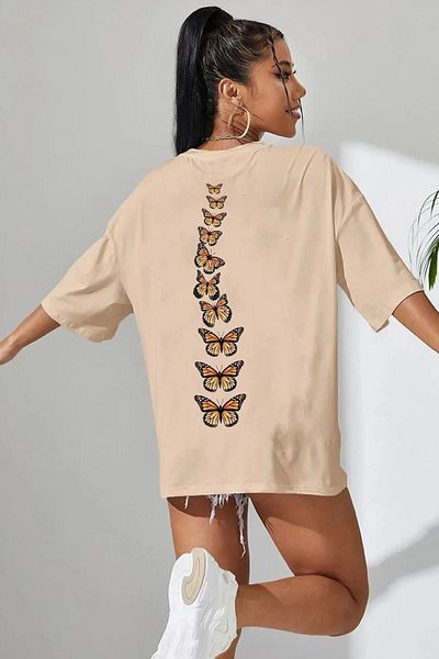 uyguntarz Unisex-König-T-Shirt mit Schmetterlingsdruck auf der Rückseite