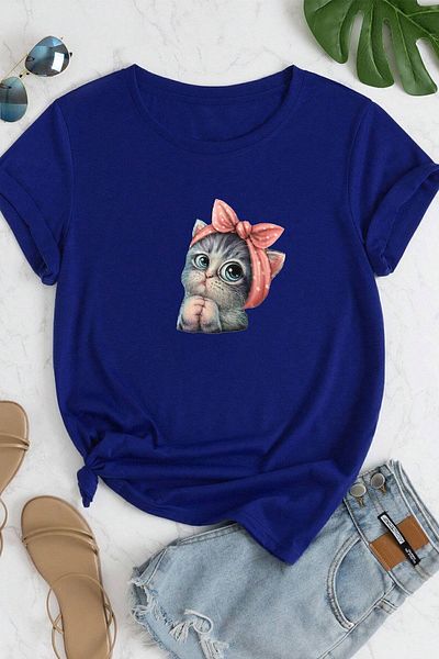 uyguntarz Unisex-T-Shirt mit süßem Katzen-Design