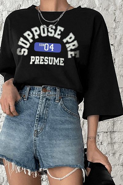 uyguntarz Unisex Υποθέστε προεκτυπωμένο μπλουζάκι μεγάλου μεγέθους