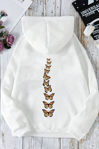 uyguntarz Φούτερ Unisex Oversize Back King Butterfly printed
