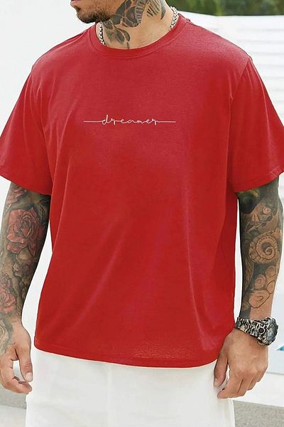 uyguntarz Übergroßes T-Shirt mit „Dreamer“-Print für Herren