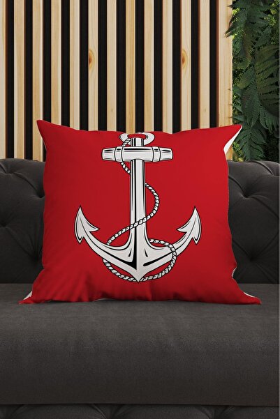 Sakallı Anchor Patterned 3D Printed Decorative Throw Pillow Cover