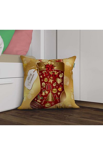 Sakallı Husă de pernă decorativă imprimată 3D cu tematică de Anul Nou