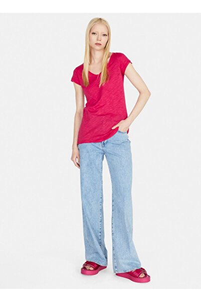 Sisley V-Neck Coral Women's T-Shirt 3Tnhl400E