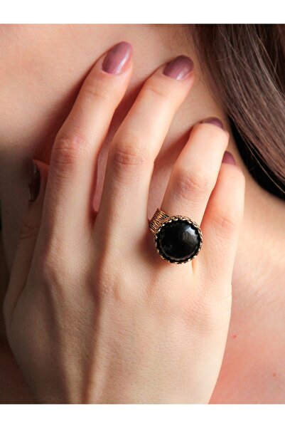 esha خاتم نسائي دائري قابل للتعديل من حجر العقيق الطبيعي بنمط الحجر الطبيعي