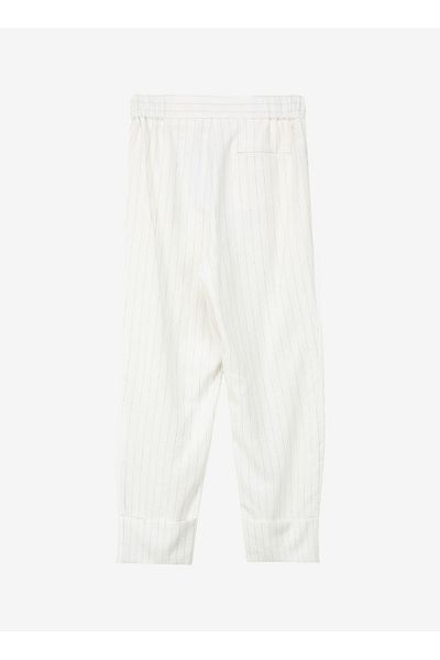 Sisley High Waist Wide Fit Beige Women's Pants 4Piklf056
