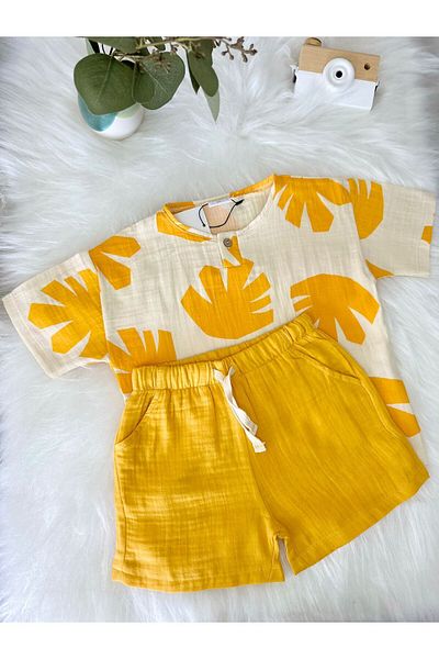Ceyba Muslin Children's Short Sleeve Top and Bottom Patterned Summer Set