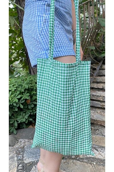 White Alamode Τσάντα ώμου με σχέδιο Gingham