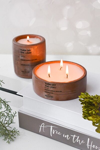 ersu store Çikolata Renk 2'li Dekoratif Saksı Içinde Kokulu Doğal Soya Wax Mum