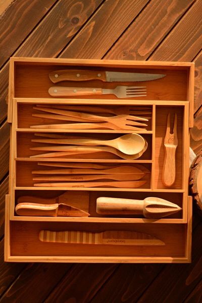 Carat Home Bamboo Drawer Organizer