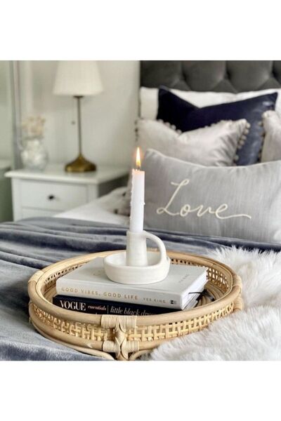 ÇİZGİ Kulplu Şamdan Mumluk Beton