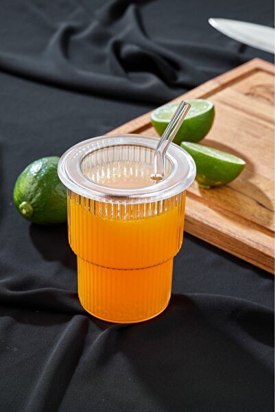 Keyfi Sepet Origami Stil Bardak Plastik Pipetli Kapaklı 1 Adet