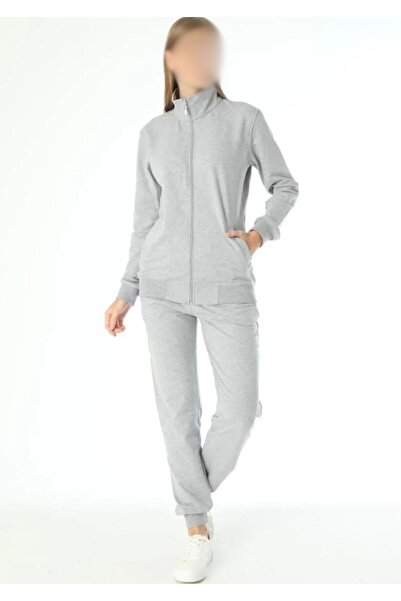 ROZELT Women's Gray Stand Collar Tracksuit Set - Roz.30.el.00.t