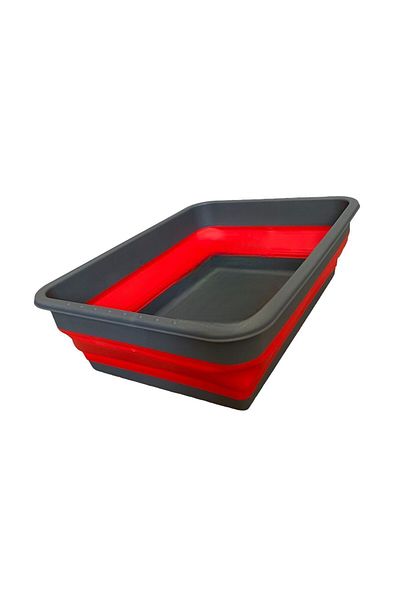 HOLLYHOME Anthracite/Red 8 L Πτυσσόμενη λεκάνη Badya - Κουζίνα, Μπάνιο, Πεντικιούρ Ακορντεόν Ορθογώνιο Δοχείο