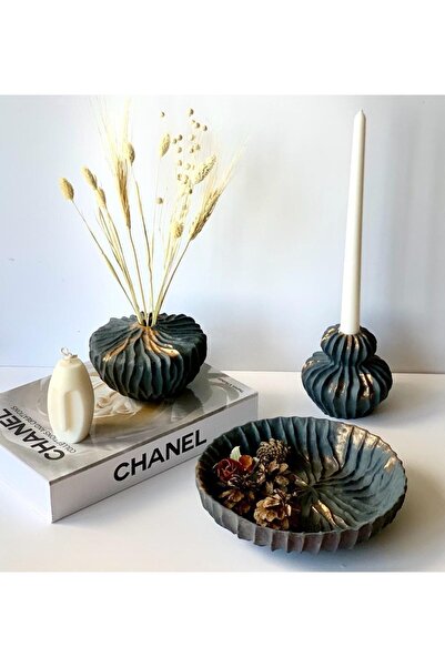 Genel Markalar 3lü Şamdan, Vazo, Kase Dekoratif Set.