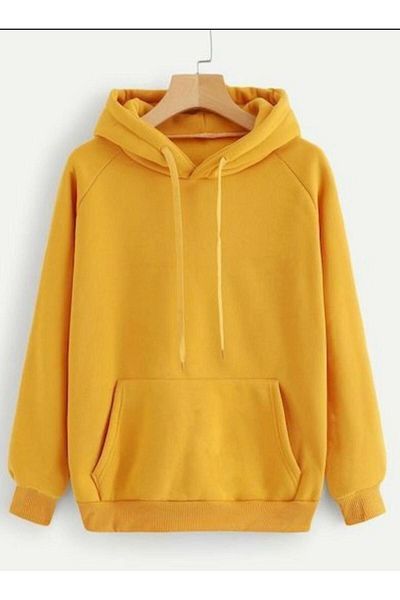 Mer's Unisex Yellow Oversize Hooded Sweatshirt - 3 Thread, Loose Loose Fit
